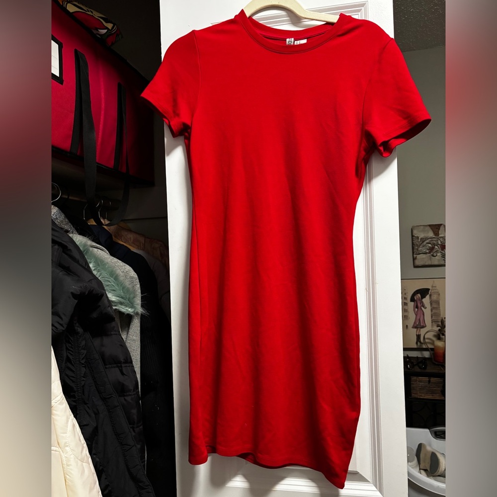 Divided Vibrant Red Tshirt Dress Size M